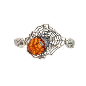 Baltic Amber Spider Bracelet in 925 Sterling Silver